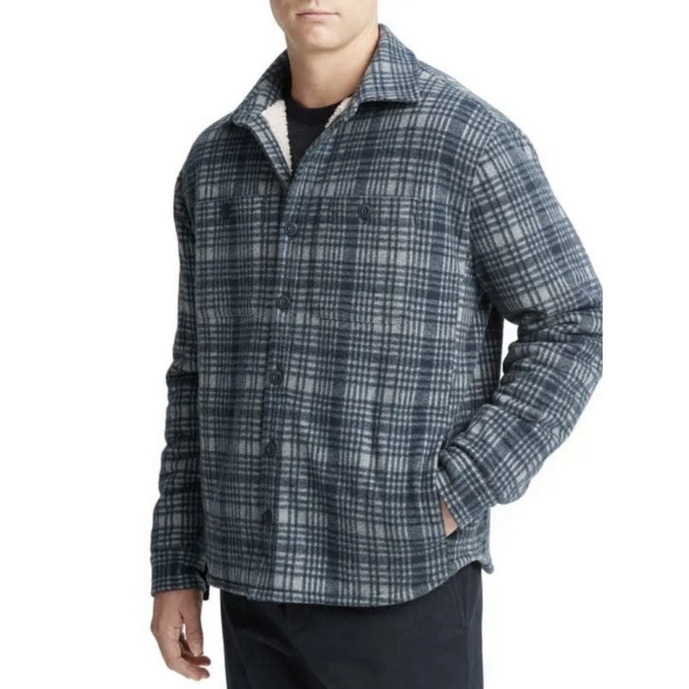 Vince XXL Plaid Sherpa Lined Shirt Jacket Shacket Cozy Cabin Workwear Men’s